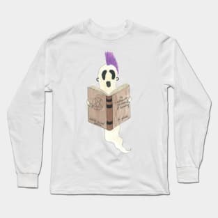 Rory the Curious Punk Ghost Hand Drawn Spooky Halloween Ghost Artwork in Watercolor and Ink Long Sleeve T-Shirt